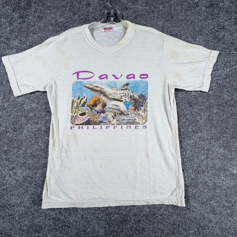 Woolrich Crewneck T-Shirt‎ Mens M White Dolphin in Davao Philippines Graphic